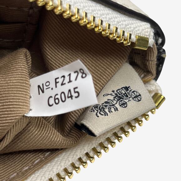 Coach Floral Print Corner Zip Wristlet In Ivory Leather With Pink Flowers - Picture 3 of 13